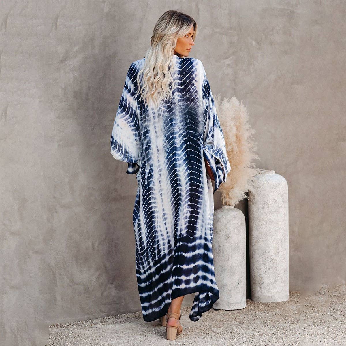 Tie-Dye Beach Cover-Up Cardigan Bikini Sunscreen_Cwmm6299