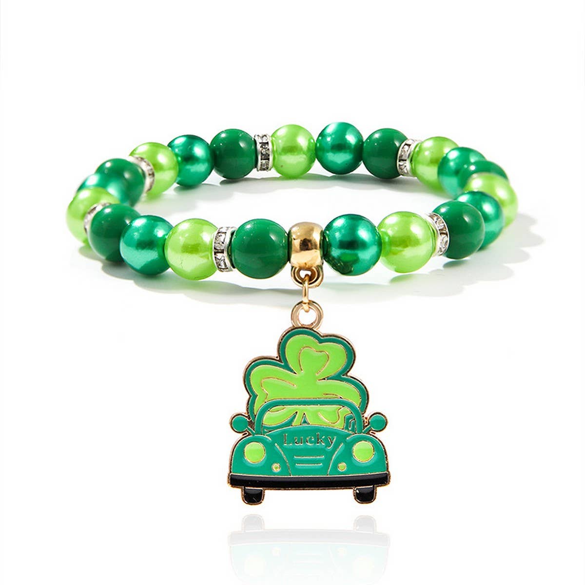 ST PATRICKS DAY IMITATION PEARL ACRYLIC BRACELET_CWMM3508