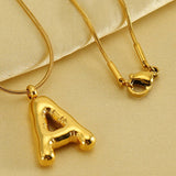 BALLOON STYLE 18K GOLD LETTER PENDANT NECKLACE_CWAJE0691