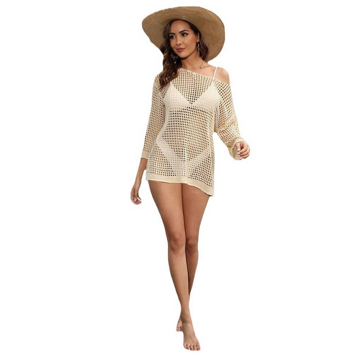 HOLLOW OUT BIKINI BEACH SWIMSUIT COVER UP_CWMW0654