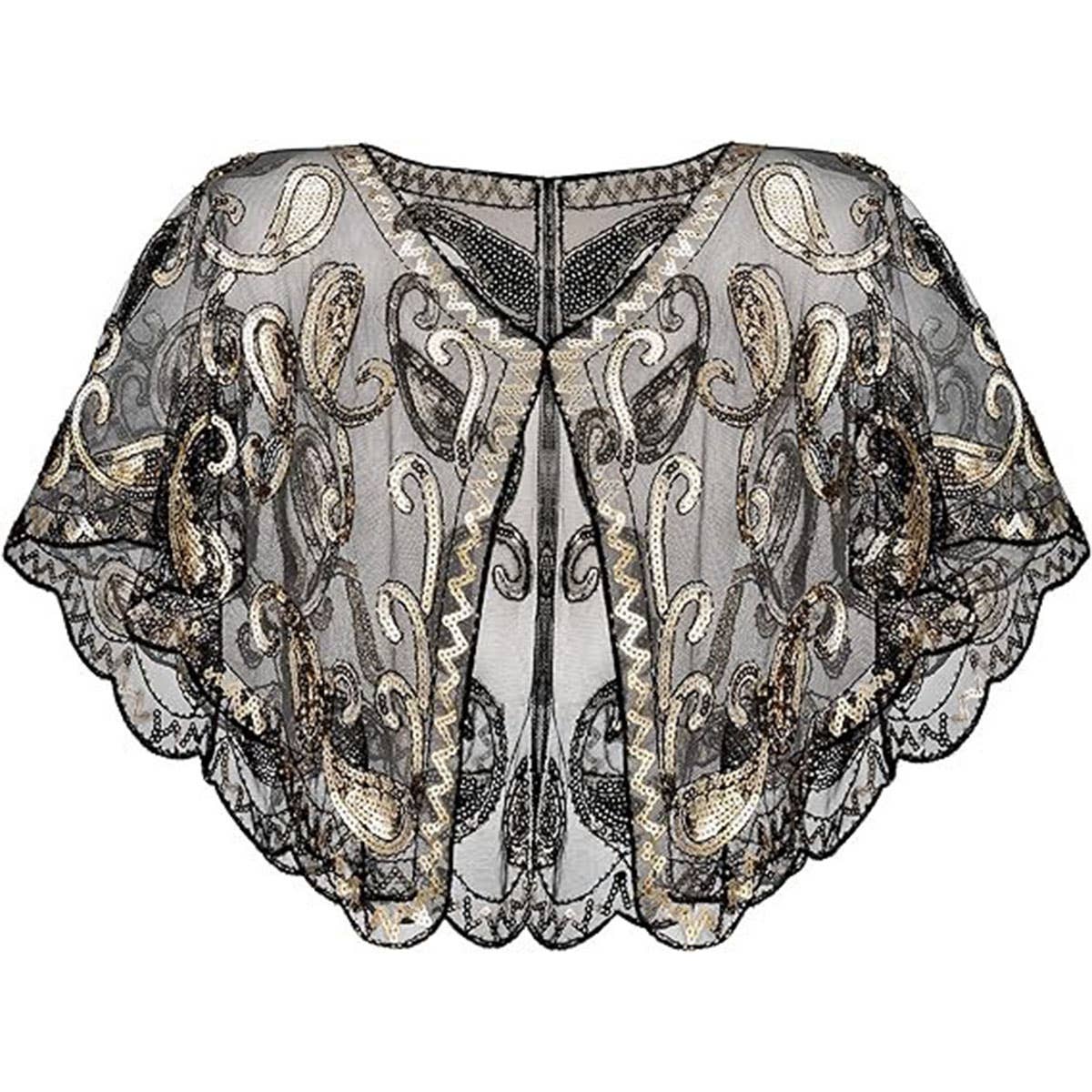 SEQUIN LACE EVENING SHAWL PARTY FORMAL WRAP_CWMM8953