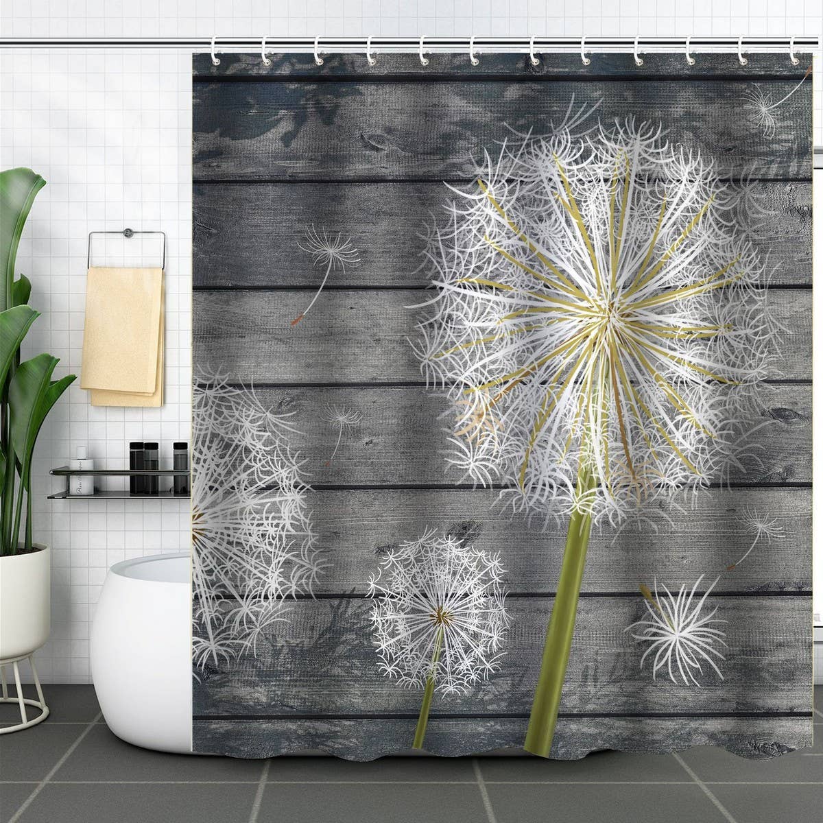 DANDELION FLOWER WATERPROOF SHOWER CURTAIN_CWMM1794