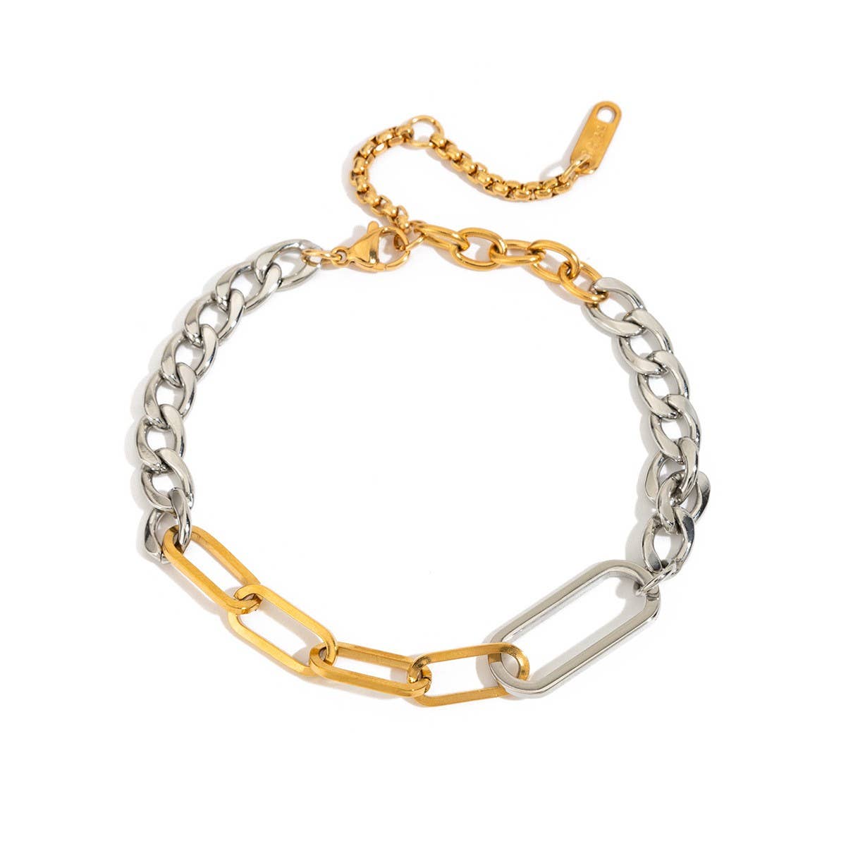 MINIMALIST GOLD SILVER CHAIN BRACELET IN STEEL_CWAJE4787