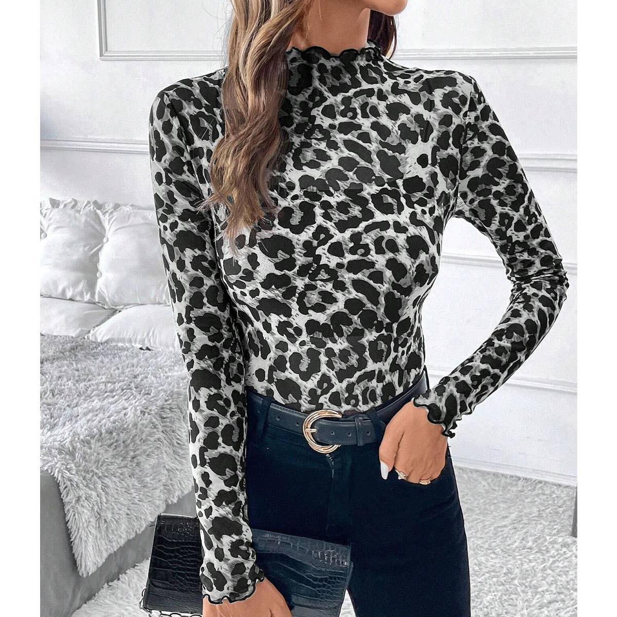 SEXY LEOPARD PRINT MESH FITTED T SHIRT_CWTBLL3423