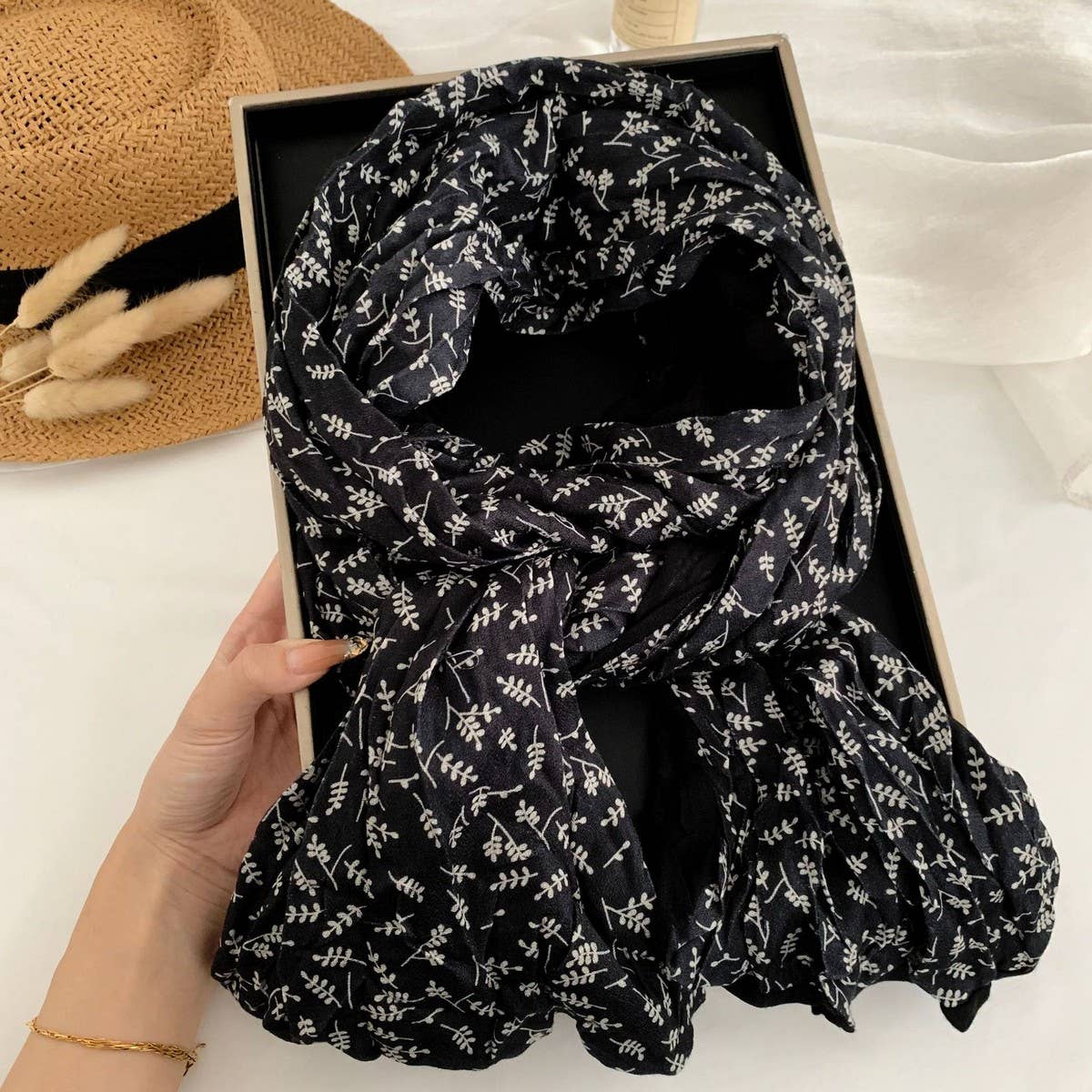 Dual Patchwork Floral Crinkle Scarf Wrap_Cwasc02964
