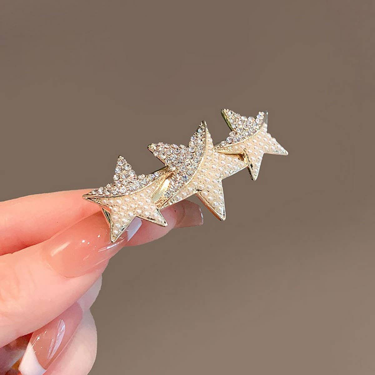 STARFISH FIVE POINTED STAR PEARL DUCKBILL HAIRPIN_CWAHA4660