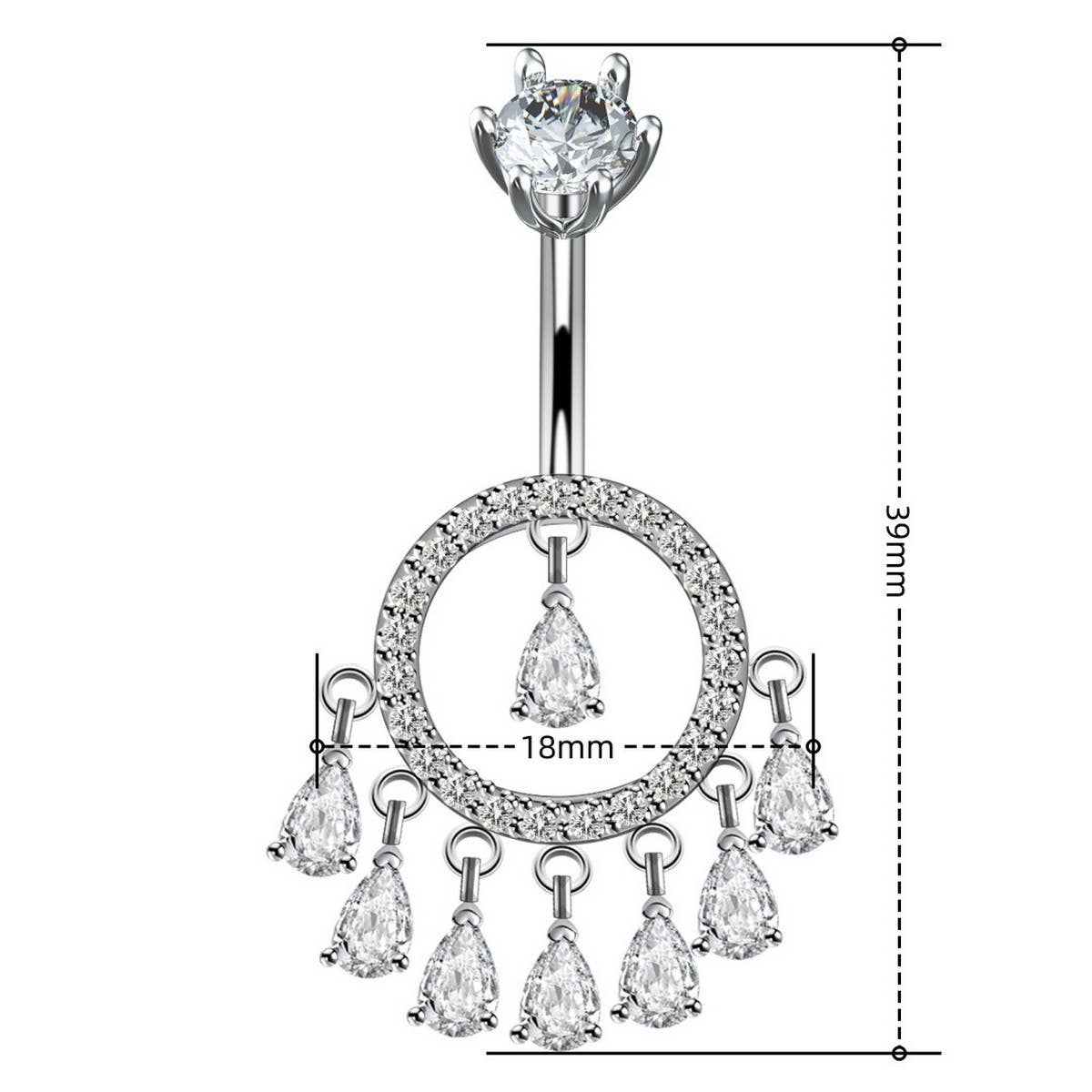 TEARDROP TASSEL NAVEL RING LUXURY PIERCING_CWMM9369
