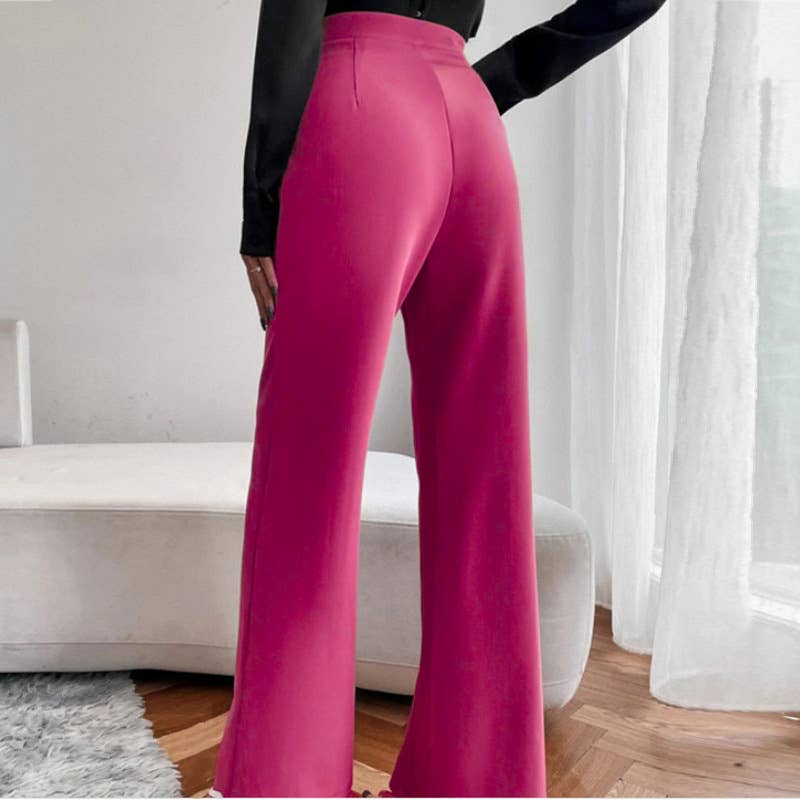 Solid Color Thick Drop High-Waisted Pants