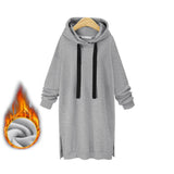 Solid Color Long-Sleeved Hooded Casual Hoodie Dress