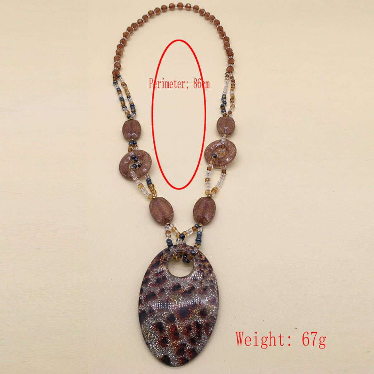 LEOPARD PRINT ACRYLIC LONG HANDMADE NECKLACE_CWMM4565