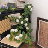 HYDRANGEA EUCALYPTUS VINE GARLAND WITH 14 BLOOMS_CWMM6518