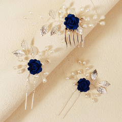 HANDMADE HAIR PIN SET VINTAGE PEARL FLOWER COMB_CWAHA2780