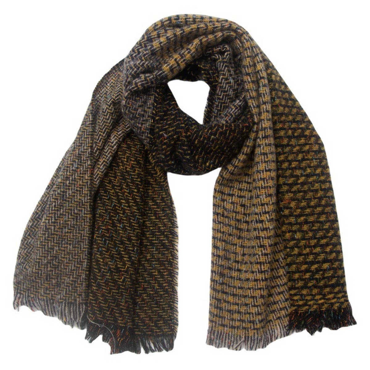 FRINGE PATCHWORK SCARF UNISEX WINTER SHAWL WRAP_CWASC0873