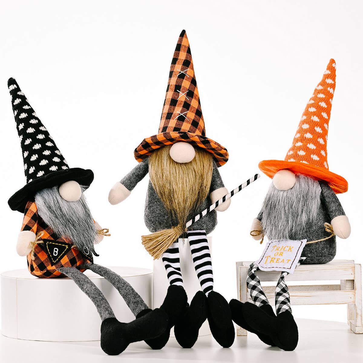 HALLOWEEN HANGING LEG DOLL ORANGE HAT ORNAMENTS_CWMM1771