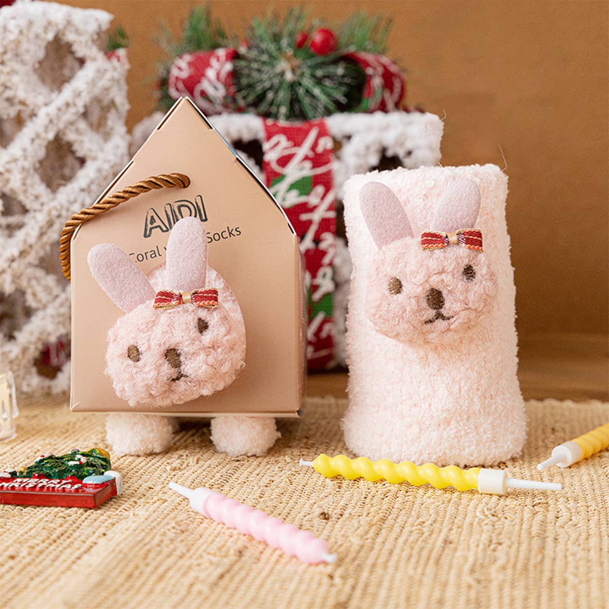 PLUSH MIDDLE TUBE CHRISTMAS SOCKS GIFT BOX_CWMS0768