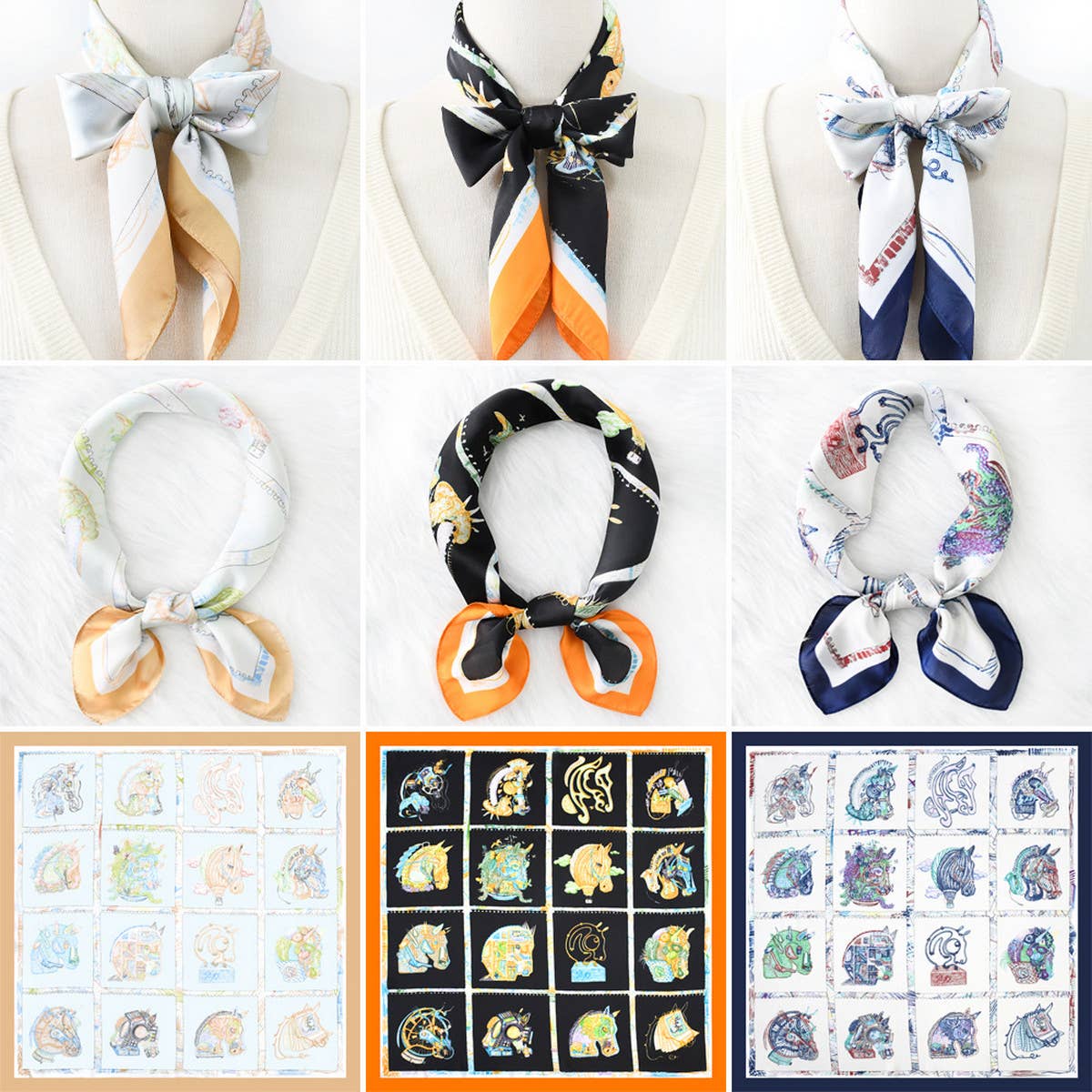 2024 NEW ALL MATCH CARTOON PRINTED SQUARE SCARF_CWASC1161