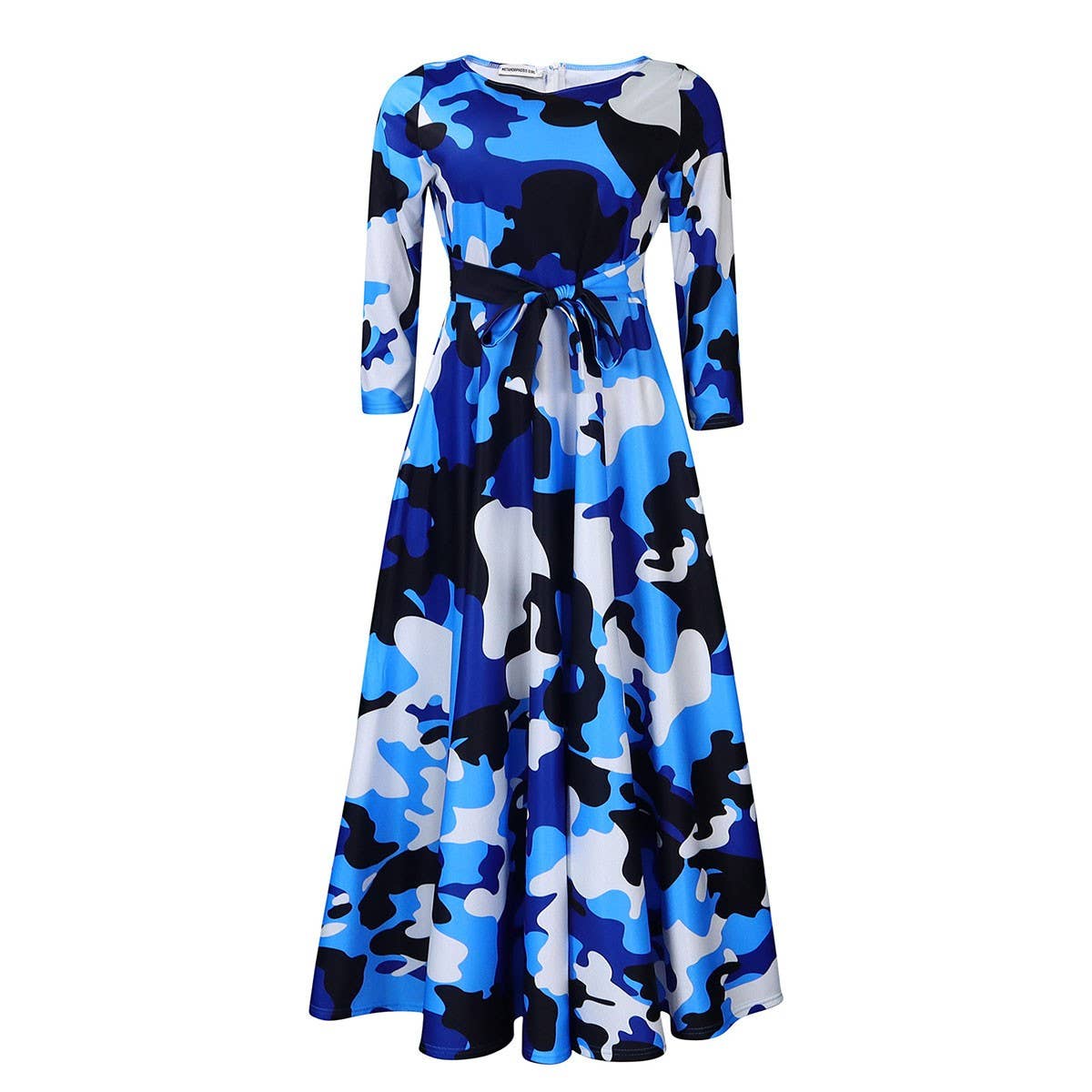 FASHIONABLE LACE UP PRINTED OVERSIZED DRESS_CWDMD3697