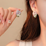 MONET GARDEN OIL PAINTING STYLE EARRINGS_CWAJE2325