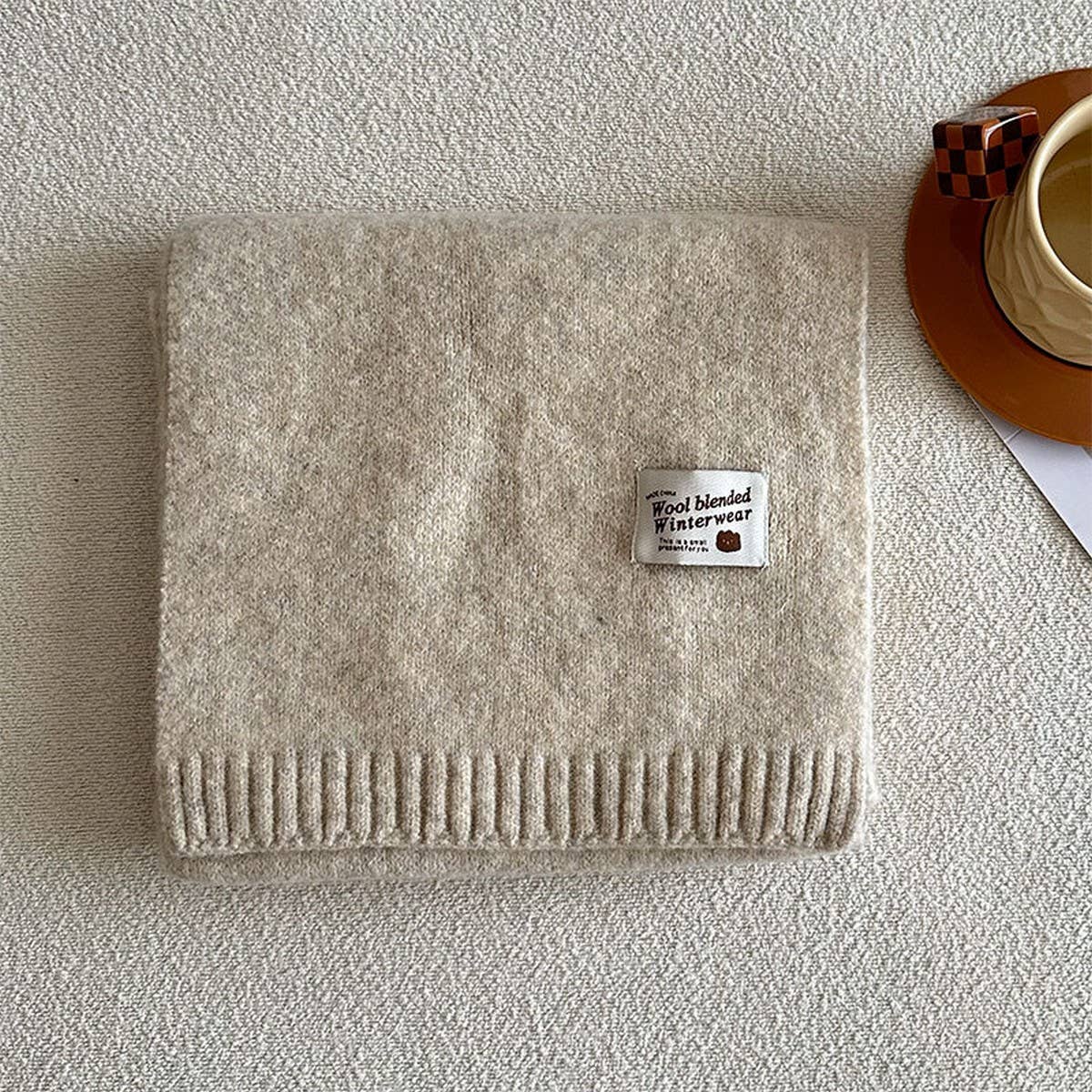 SOLID WOOL BLEND KNIT SCARF FOR WOMEN WARMTH_CWASC2284