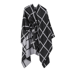 SOLID COLOR FASHIONABLE KNITTED SHAWL CAPE_CWASC2129