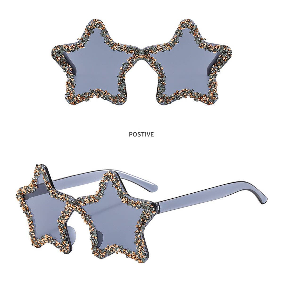FRAMELESS HAND PAINTED DIAMOND STAR SUNGLASSES_FRAMELESS HAN