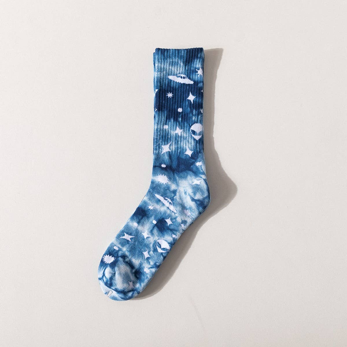 Universe Printed Tie Dyed Fashion Crew Socks_Cwms123