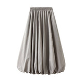 HIGH WAIST SLIM FIT BALLOON MIDI SKIRT_CWBMS0367