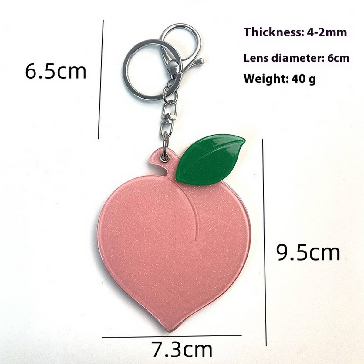CREATIVE PEACH MIRROR WITH KEYCHAIN PORTABLE CUTE_CWMM6384