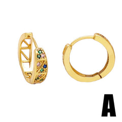 COLORED ZIRCON GOLD PLATED FLOWER EARRINGS_CWAJE0982