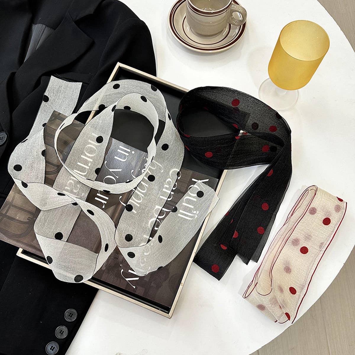 NEW POLKA DOT LACE SCARF HEADBAND_CWASC0719