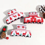 RED CHRISTMAS REINDEER SNOWFLAKE HAIR CLIP_CWAHA2327