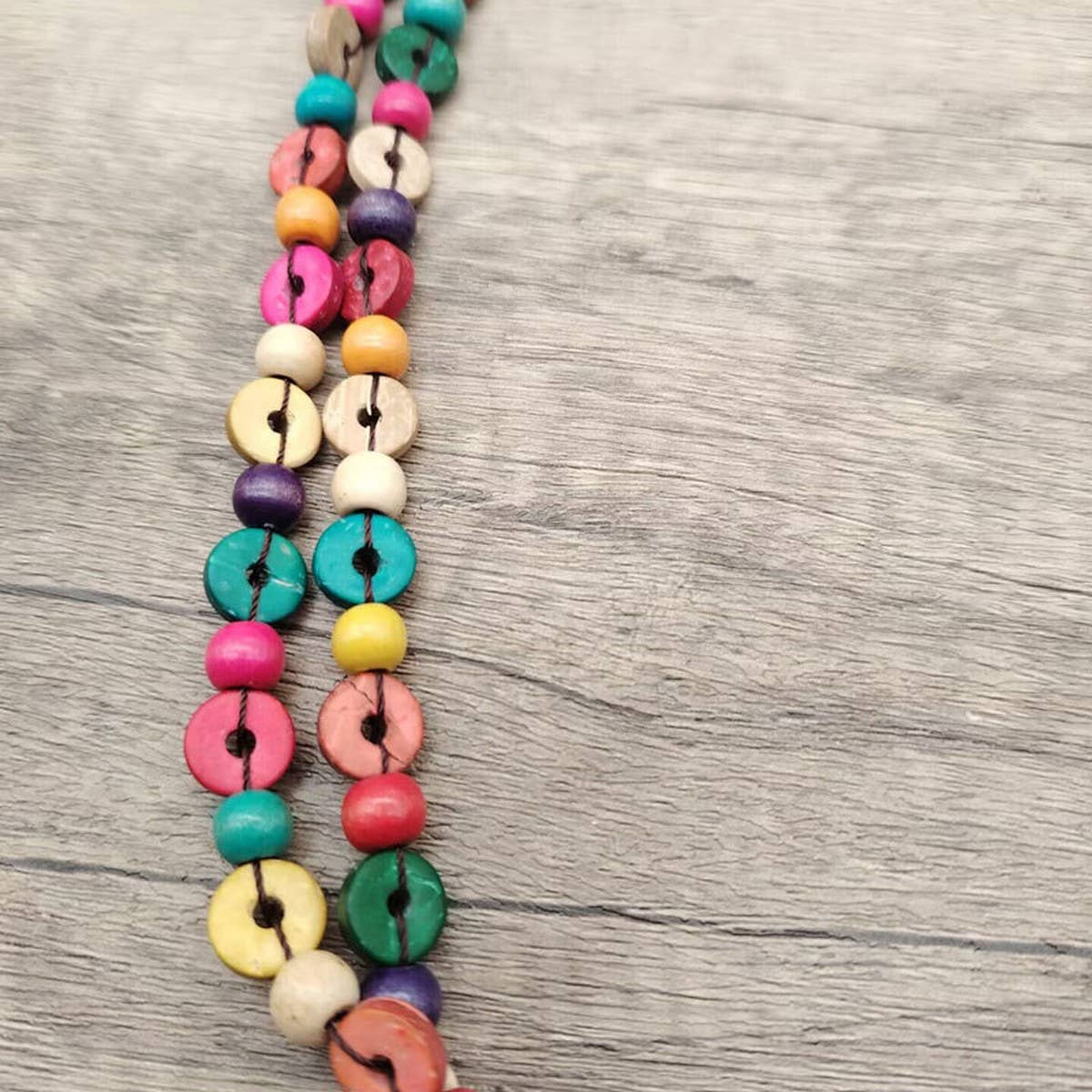 Wooden Bead Coconut Shell Pendant Necklace_Cwmm4856