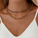 DOUBLE TWIST GOLD PLATED NECKLACE_CWMM3695