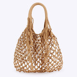 TASSEL SHOULDER BAG BEACH BAGS TOTES WITH MESH_CWAB4679