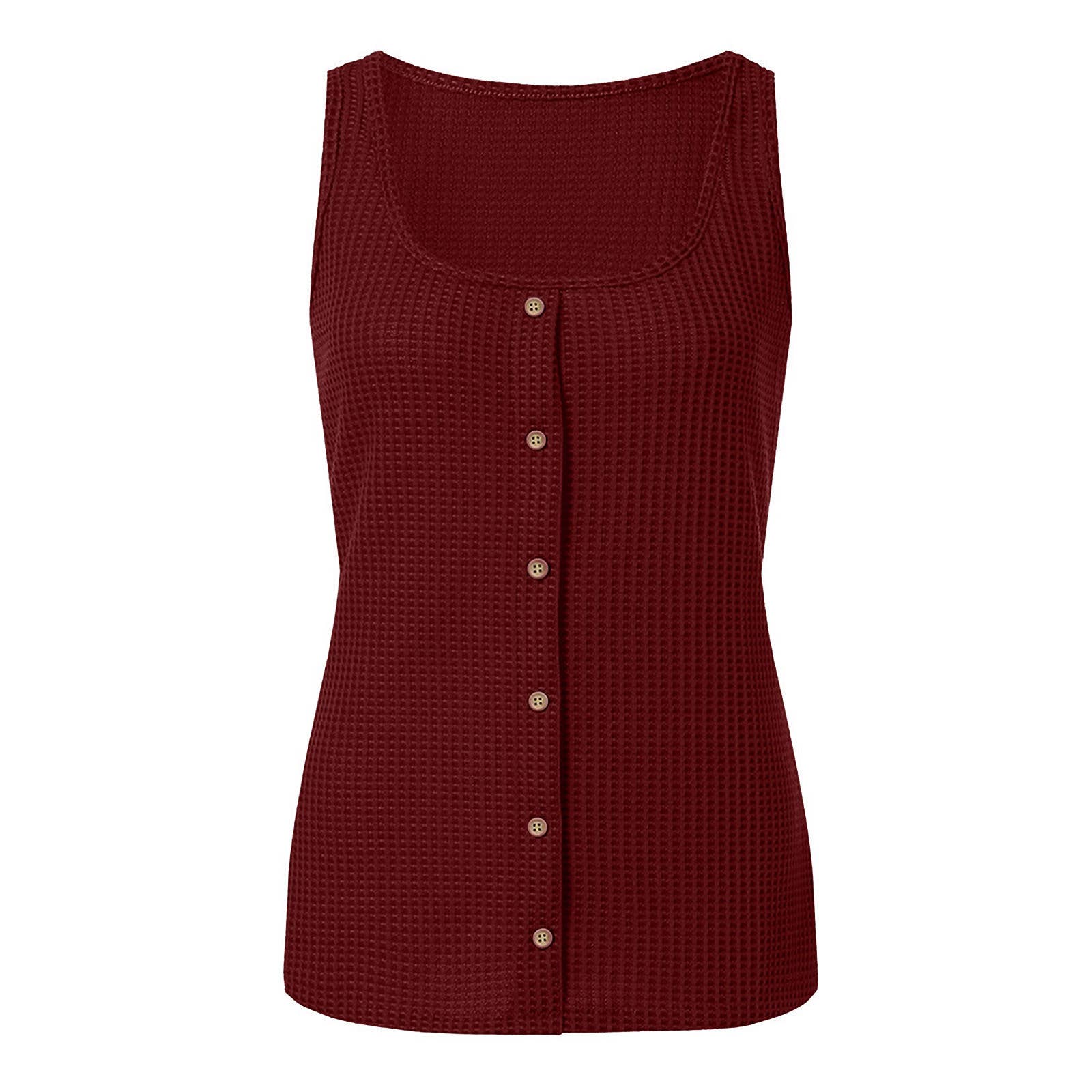 U Neck Solid Color Sleeveless Breasted Vest