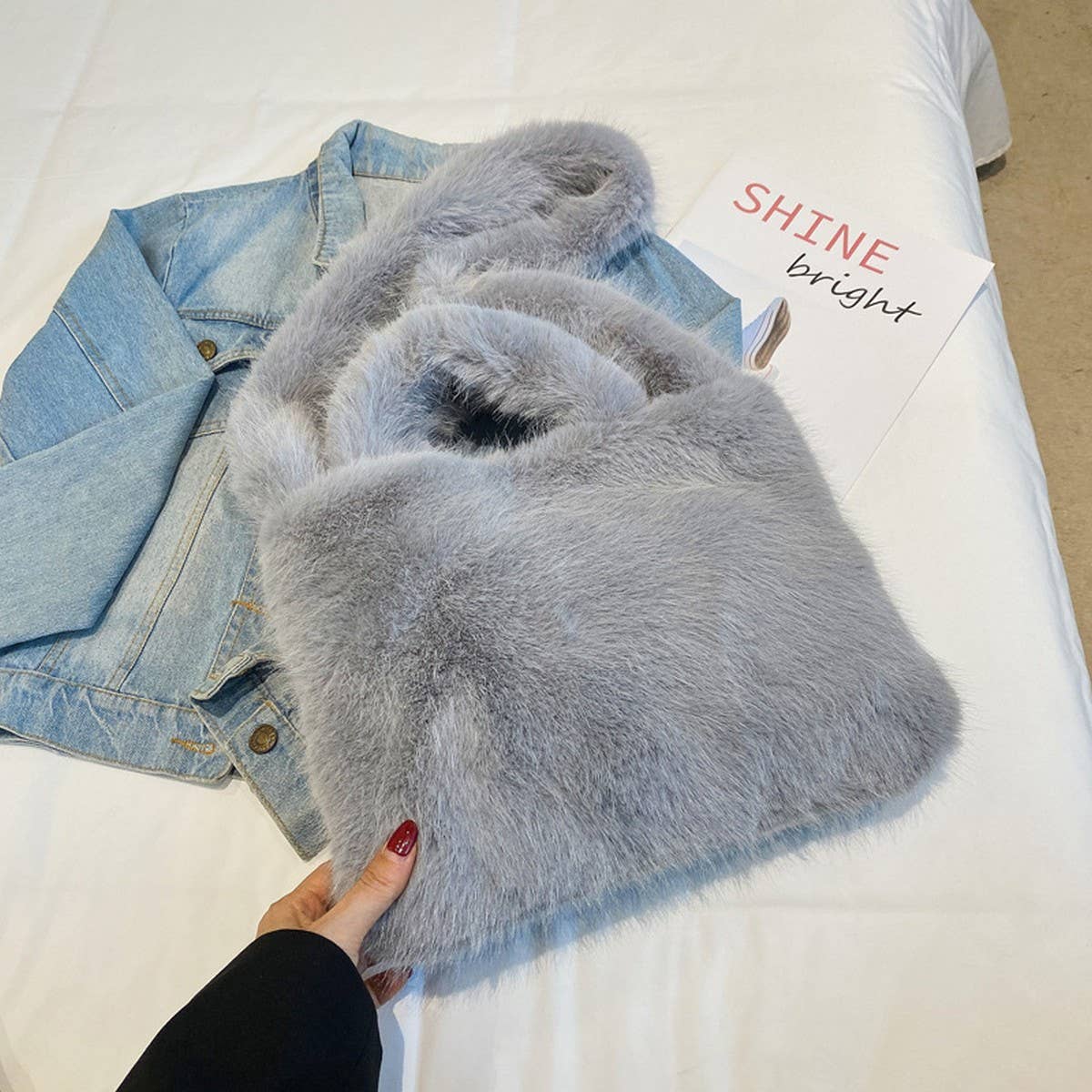 PLUSH TOTE BAG WOMEN LARGE SHOULDER CROSSBODY_CUAB00561