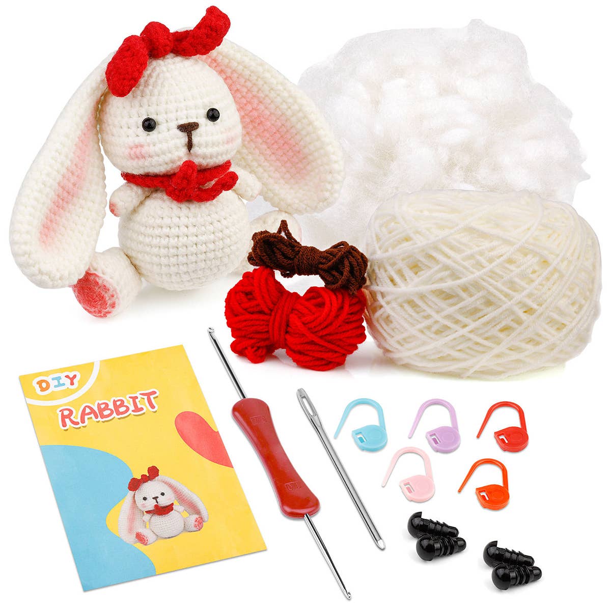 HANDMADE YARN RABBIT CROCHET DOLL MATERIAL PACKAGE_CWMM0808
