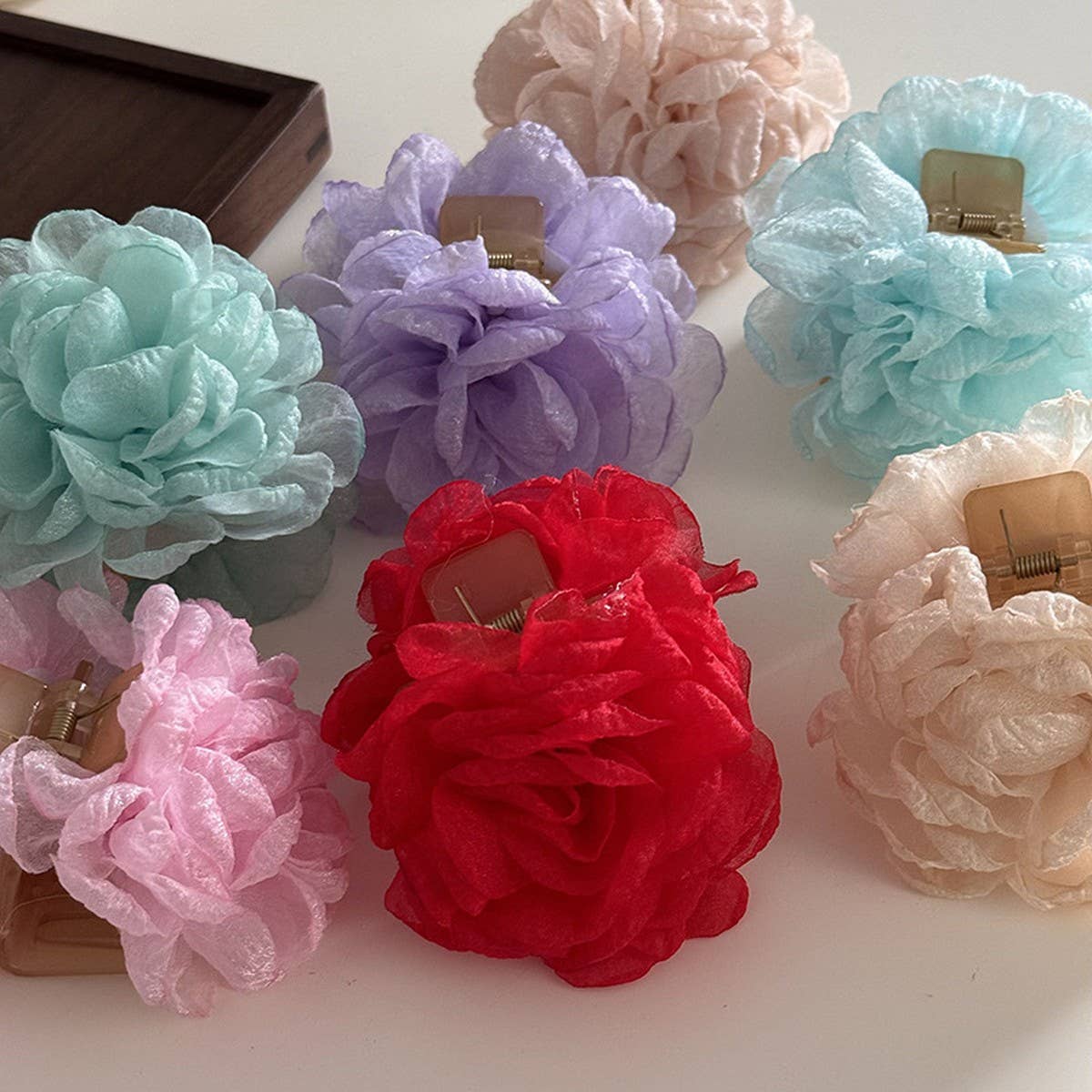 New Super Fairy Gauze Rose Flower Clip_Cwaha4685