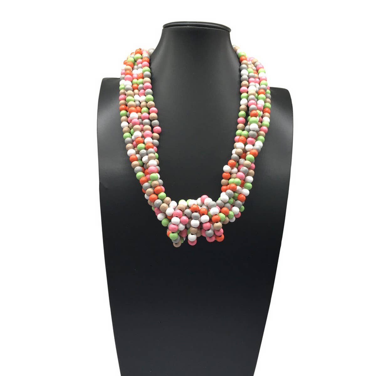 BOHEMIAN MULTI LAYER WOODEN BEAD KNOT NECKLACE_CWMM4735