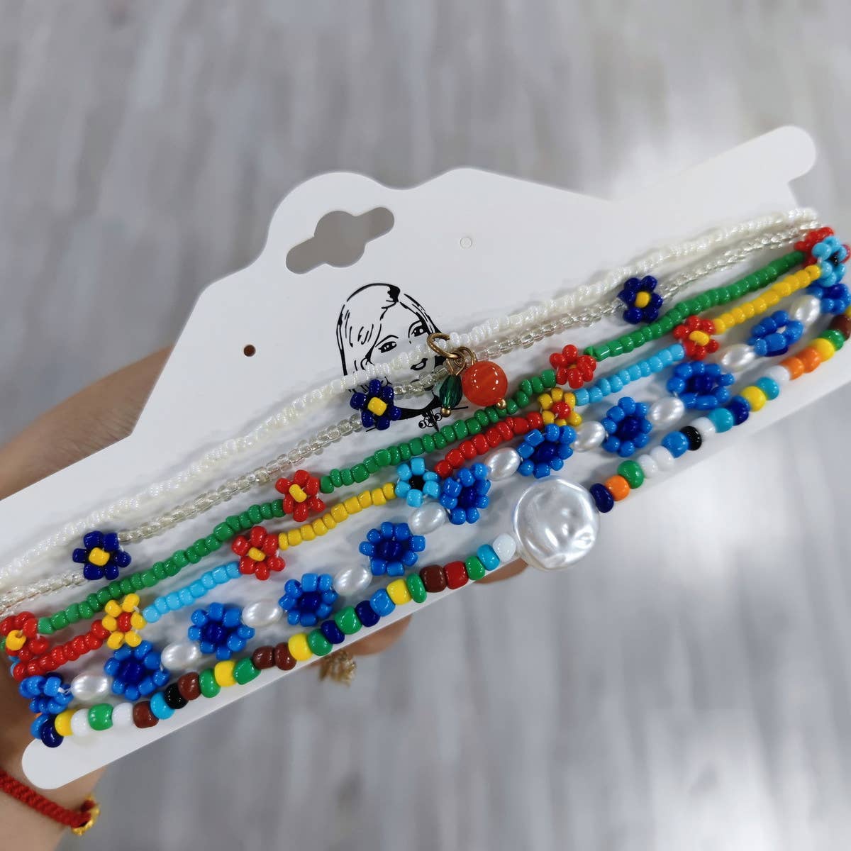 2024 NEW BLUE FLOWER PEARL RICE BEAD NECKLACE_CWAJE2445