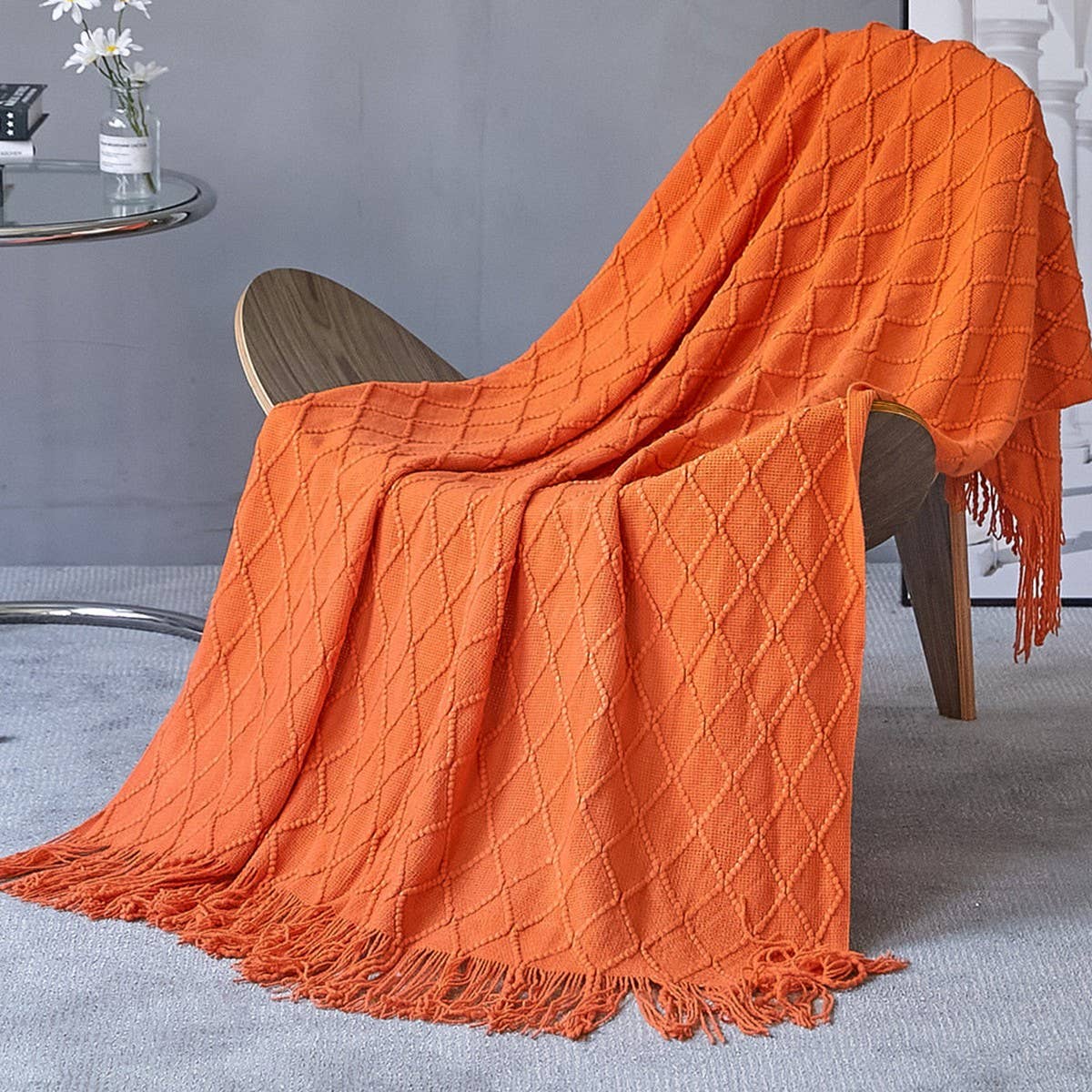 KNITTED TASSEL THIN BLANKET SOFA BLANKET_CWMM0183