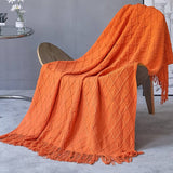 KNITTED TASSEL THIN BLANKET SOFA BLANKET_CWMM0183