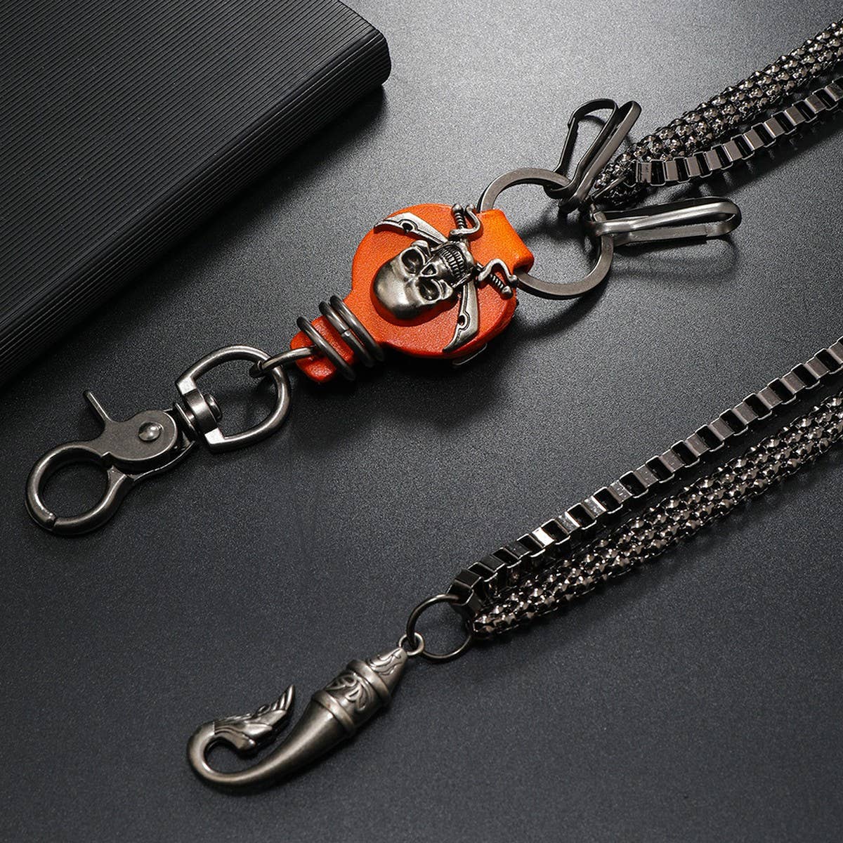 HIP HOP DISCO SKULL LEATHER PANTS CHAIN_CWMM4827