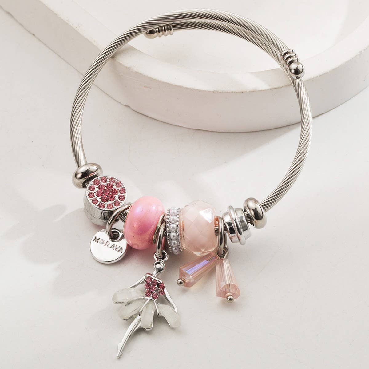 STYLISH SILVER BRACELET WITH BALLERINA BUTTERFLY_CWMM8573
