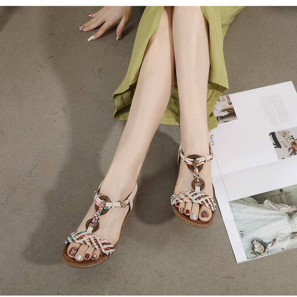 Bohemian Retro Styl Thick Sole Flat Sandals_Cwshs0521
