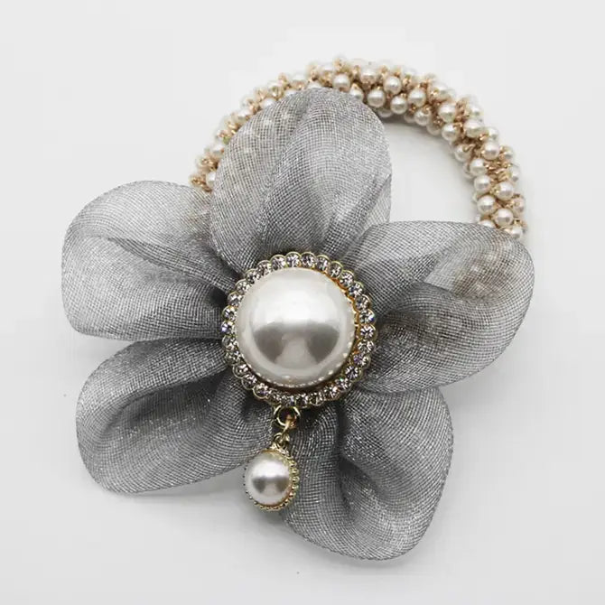 Women Flowers Inlaid With Rhinestones Hair Ties_Cwaha0506