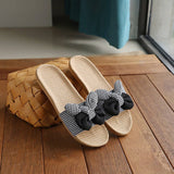 KOREAN STYLE LINEN BOW SLIPPERS FOR SUMMER_CWSHF0179