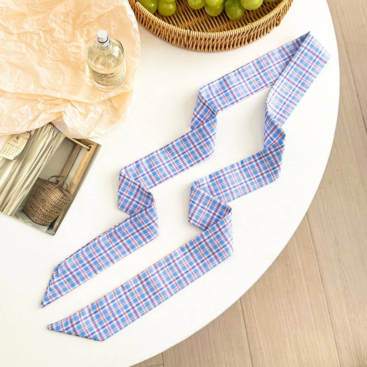 Striped Dot Skinny Scarf Hair Wrap Belt_Cwasc03018