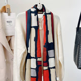 CARTOON COLOR BLOCK SCARF SOFT FAUX WOOL SHAWL_CWASC0897