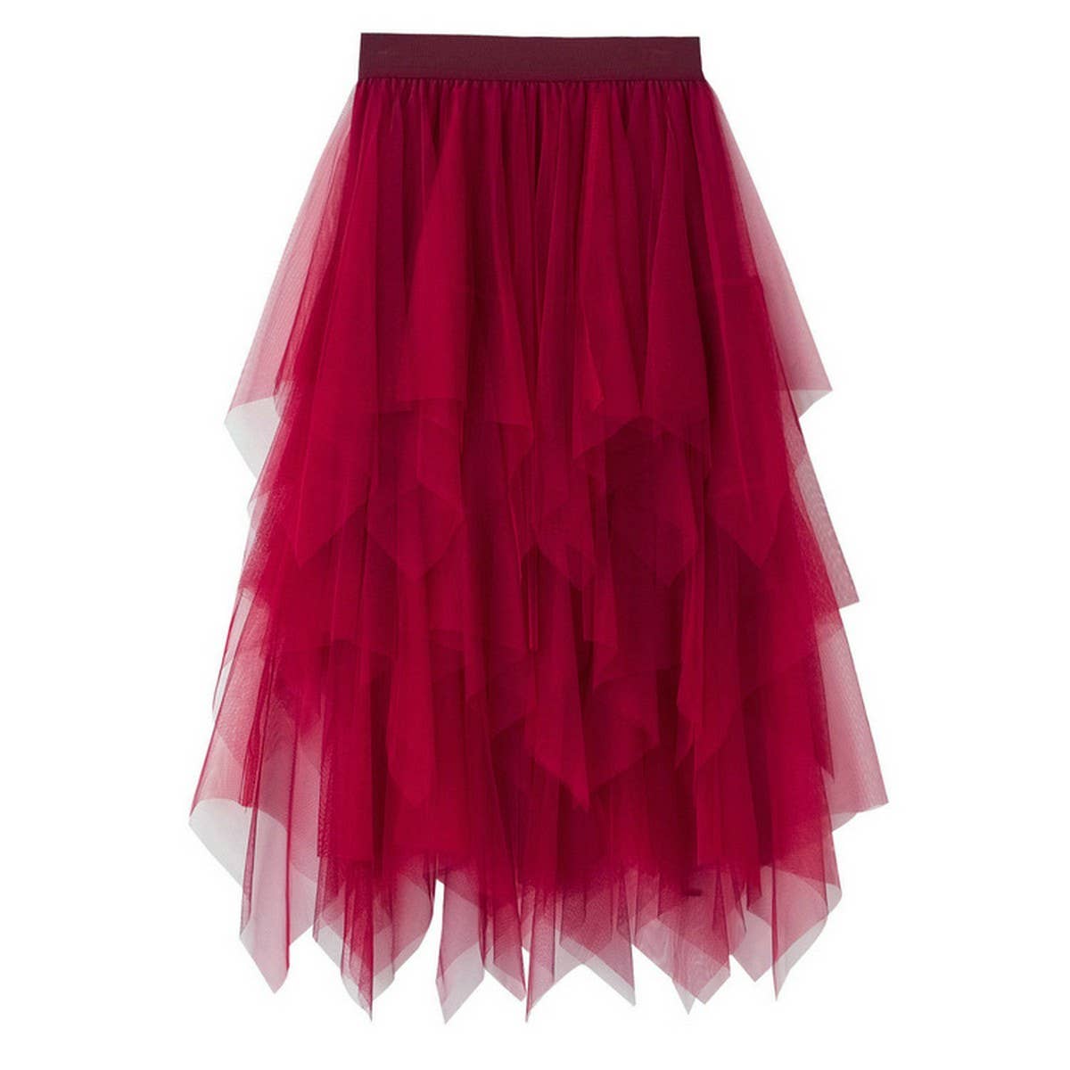 ASYMMETRICAL TULLE HIGH WAIST MIDI SKIRT_CWBMS0398
